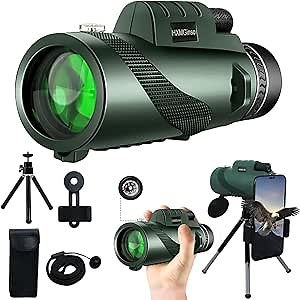 2024 New 80x100 Monocular Telescope Low Night Vision for Adults, High Power HD Monocular with Smartphone Adapter & Tripod for Stargazing, Hunting Wildlife Travel Camping Hiking Bird Watching