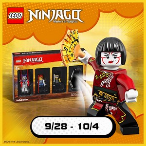 【🎉Bricktober第一彈：旋風忍者新造型登場】 全台粉絲讓你們久等啦～ Bricktober週週送-限量收藏人偶組由旋風忍者打頭陣啦💪 晴美公主帶上全新面具 獨眼龍眼罩造型阿光 偽裝成藝妓的赤蘭 戴上新武器及鬼面面具的「伽瑪當之子」 準備展開一場忍者突擊戰 ❗ 9/28 (五)~10/4 (四) ❗ 於玩具＂反＂斗城購買LEGO滿$2,300就送一組 數量有限，送完為止！ #Bricktober限量收藏人偶 #樂高旋風忍者系列 #只在玩具反斗城 | LEGO