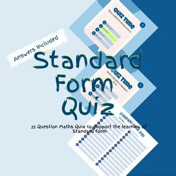 Maths Standard Form Quiz Game Activity