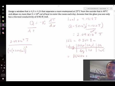 steady-state heat conduction Fourier's Law example problem
