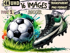 Soccer Clipart – 16 PNG Dynamic Football Graphics, Commercial Use (digital Download) - Etsy