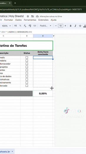 Marcação Automática de Data e Hora no Google Planilhas