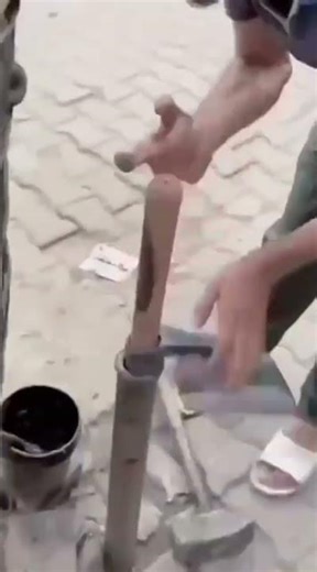 This is the process of installing a handle on a hoe properly and correctly