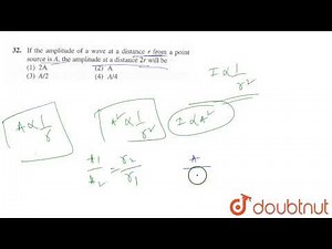 If the amplitude of a wave at a distance `r` from a point source is `A`, the amplitude at a distance