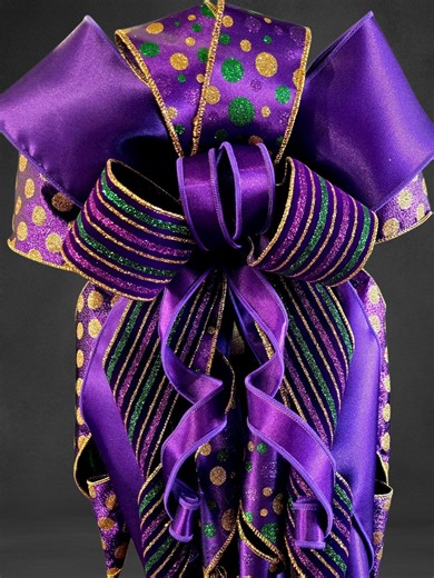 Mardi Gras Wreath Bow – Purple Green Gold Bow - Festive Carnival Decoration - Etsy