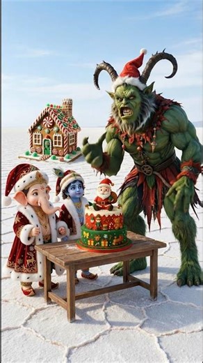 Bhoot Wala Cartoon! 👻 Rakshas vs Baby Ganesha & Krishna 🕉️ Christmas Cake Competition 🎂 #shorts