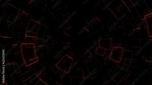 Computer screen with digital neon led lines and HUD elements with glitch effect, motion abstract futuristic, cyber and retro style background Stock Video