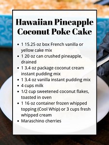 Hawaiian Pineapple Coconut Poke Cake 🍍🥥 This easy tropical poke cake is made with simple ingredients and bursting with pineapple coconut flavor. Moist, creamy, and family friendly, it is perfect for parties or busy weeknights. Ingredients: 1 15.25 oz box French vanilla or yellow cake mix 1 20 oz can crushed pineapple, drained 1 3.4 oz package coconut cream instant pudding mix 1 3.4 oz vanilla instant pudding mix Recipe in the Coʍʍеոτ 👇 | Recipes by banana