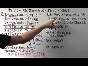 【数学】中2-41 一次関数の利用④ ばねとろうそく編