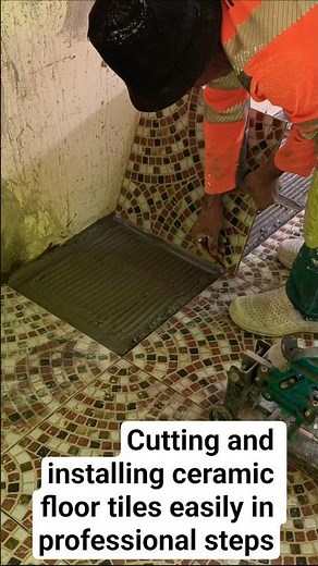 Cutting and installing ceramic floor tiles easily in professional steps