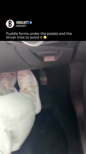 Viral | News | Culture | Follow (us) @viralbitt for viral moments and trends ⚡️ A puddle suddenly forms under the pedals, and the driver scrambles to avoid it,... | Instagram