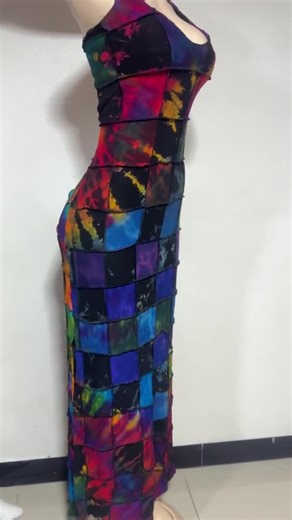 Patchwork Rayon Maxi Dress: Open Back, Unique Design - Etsy