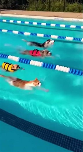 Epic Dog Swimming Race! 🐶🏊‍♂️ Tiny Chihuahua vs Husky vs Pitbull vs Corgi 😂