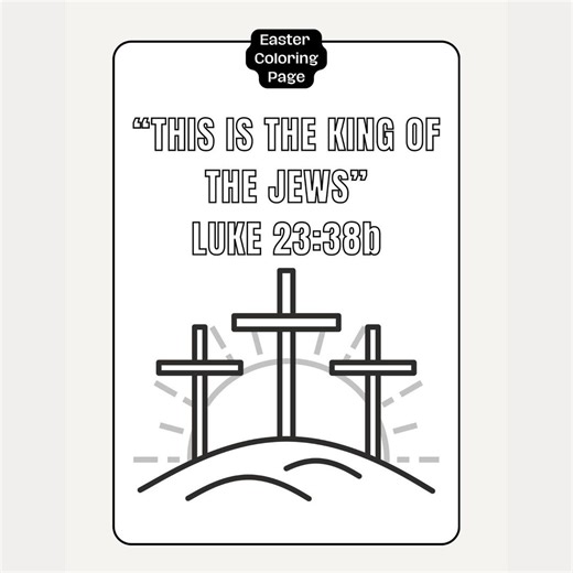 Easter Coloring Page | Religious Cross, King of Jews Bible Verse (digital Download) - Etsy