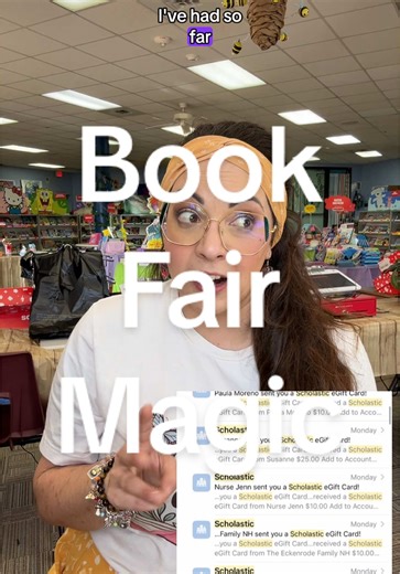 Sharing some of the magic I’ve experienced at the book fair this week thanks to your help. 📚🧚🏼‍♀️💜 #schoollibrarian #librarytok #bookfairies #bookfair #magicmemories