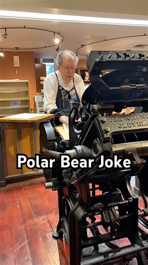 Howard tells a joke about polar bears while letterpress printing