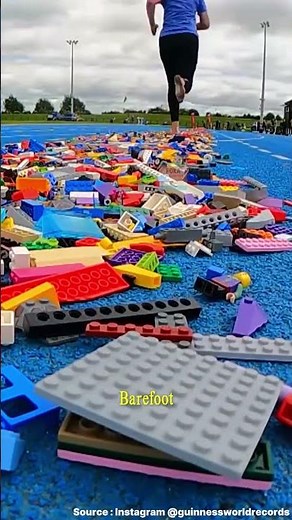 Barefoot LEGO 100m Run — 24.75s New World Record! #shorts