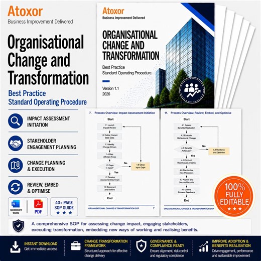 Organisational Change & Transformation SOP Template | Deliver Sustainable Business Improvement | Instant Download | Plug-and-play Framework - Etsy Hong Kong