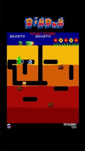 Dig Dug Round 50 - Classic Arcade Gameplay#shorts