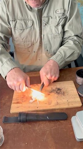 Fire starting with wet cotton impregnated with Vaseline. Victorinox Venture, Bayite rod #fireskills