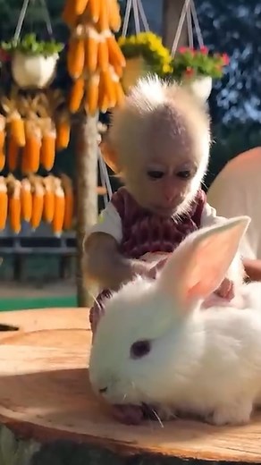 1.1K views · 25 reactions | Monkey Lala love the Cutness of Rabbit #monkeyBiBi #funnymonkey #reelsmonkey #monkeyBiBi #reelsmonkey #funnymonkey #monkeyfacebook #BabyMonkeyCutis #videoviral #trendingreels | Monkey BiBi | Facebook