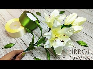 DIY lily making tutorial/how to make satin ribbon flower lily Easily