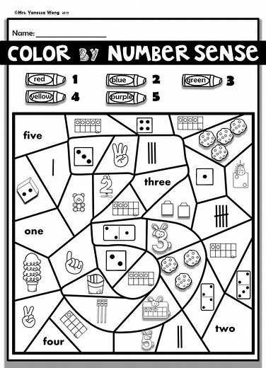 Kindergarten Math: Color by Number Sense 1-10 (PDF Pattern) - Etsy