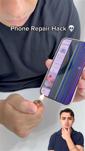 Fix Broken Phone Screen with FIRE?! 🤯📱🔥 #shorts #lifehacks #diy #phone