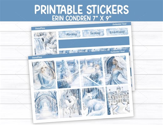 Enchanted Frost Weekly Sticker Kit for Erin Condren and Vertical Planners (printable) - Etsy
