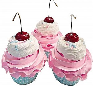 Amazon.com: Fake Cake Cupcakes- Pink & White Bubblegum Cupcakes- Set of 3- Handmade by Dezicakes- Fake Cake -Artificial Cupcakes : Home & Kitchen