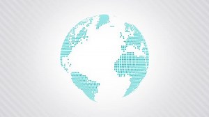 Animated globe with a dotted world map on a light background right side loop
