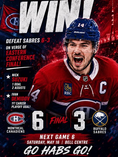 Montreal Canadiens 6-3 Win vs Sabres — Suzuki Leads Game 5