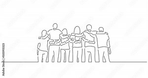 Ecology and climate change concept in line art animation. Video footage of a group of volunteers recycling. Black linear video on white background. Animated gif illustration design.