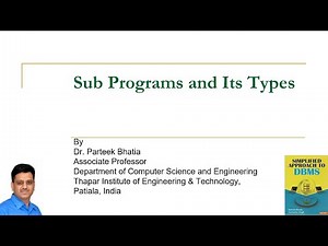 Sub Programs and Its Types | PL/SQL | Parteek Bhatia | Simplified Approach to DBMS