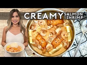 CREAMY SALMON AND SHRIMP | SALMON AND SHRIMP WITH CREAM SAUCE