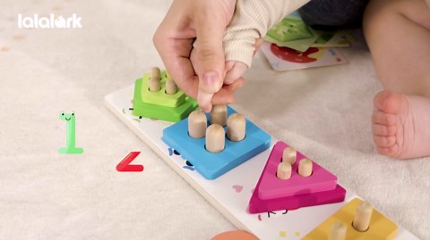 lalalark Shape Sorting & Stacking Montessori Toys for Toddlers 1-3, Learning Sensory Toy, Wooden Blocks Gifts for Baby Birthday Christmas