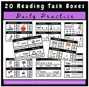20 Reading EC & Adapted Curriculum Task Cards: Letters, CVC, CORE, Vowels, Nouns