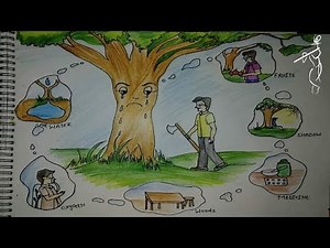 how to draw save tree and save nature poster drawing step by step for beginners