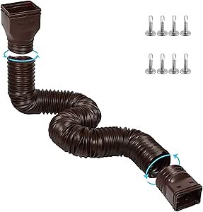 11.5ft Long Gutter Downspout Extensions Flexible, Drain Downspout Extender, Down Spout Drain Extender, Gutter Connector Rainwater Drainage, Extendable from 2.6ft to 11.5ft(Brown)