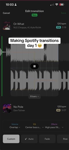 First Day Making Spotify Transitions