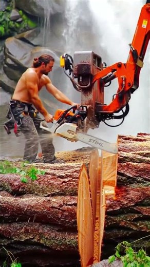 Massive Chainsaw vs Giant Oak Tree: Who Wins the Battle? #chainsaw #treecutting #logging