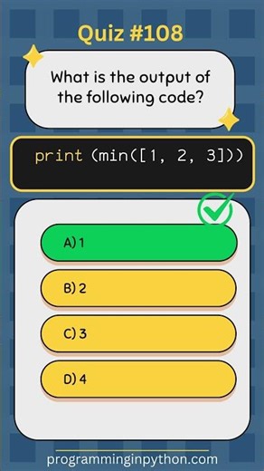 Python Quiz 108 - What's the Answer? - Quiz #108 #python #shorts #quiz #codingchallenge