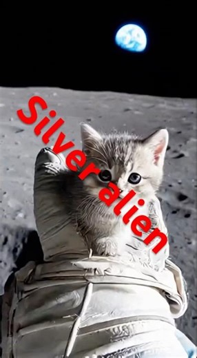 Silver alien cat discovered #viral #funny #animals #cat #space ￼