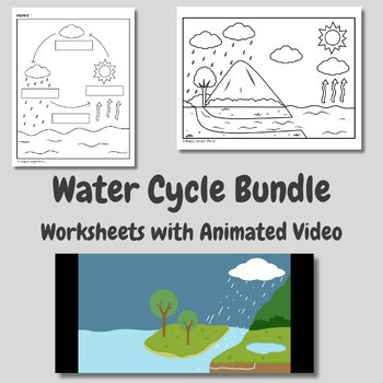 Water Cycle Bundle | Science Activity & Coloring Worksheets with Animated Video
