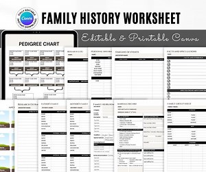 Family History Worksheet Editable CANVA Template | Genealogy Cheat Sheet | Ancestor Research | Genealogy Research | Family Research - Etsy