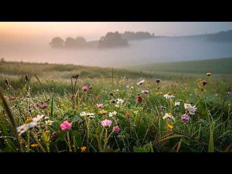 Early Morning Spring Meadow Ambience | Peaceful Birds, Bees & Cuckoo Sounds | 4K