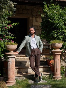 Slim Fit Italian Style Blazer: Saga Green Wool Blend, Pinstripe Pattern - Etsy