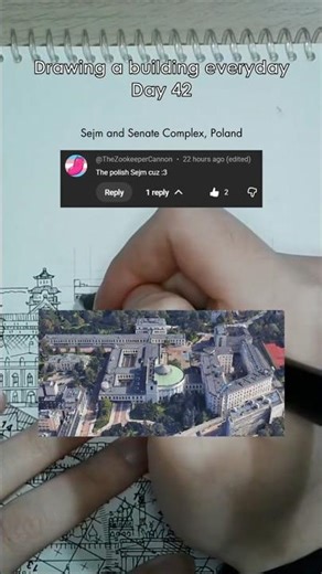 [Day 42] Drawing a Building Everyday: Sejm and Senate Complex, Poland
