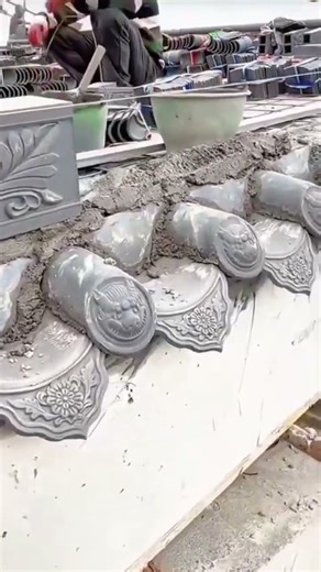 The process of installing patterned concrete using simple tools is super neat #shorts