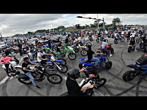 DIRT BIKES TAKEOVER MIAMI STREETS AND HIGHWAY AT GVO ! ( COPS LOVED IT ) | Leek GT